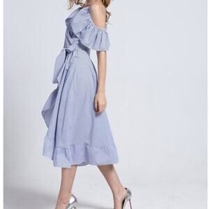 Jill Stuart Blue Striped Midi Dress